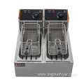 Commercial dual cylinder electric fryer with baskets